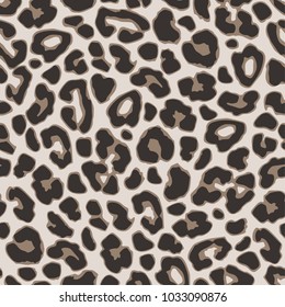 Brown leopard or  jaguar seamless pattern. Modern animal fabric design. Vector illustration background.