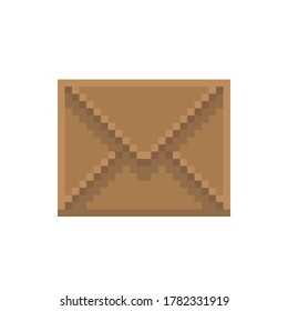 Caricatura de una carta marrón. Arte de píxeles vectores.