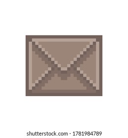 Brown letter pixel art. Vector pixel art.