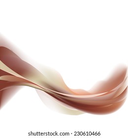 Brown light abstract wave on isolated white background