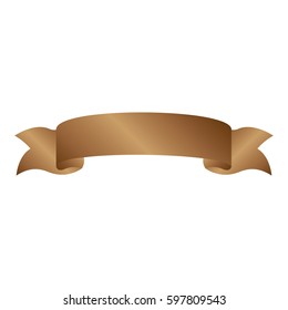 brown light label with ribbon on gradient vector illustration