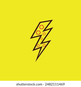 brown lightning and red shapes inside it