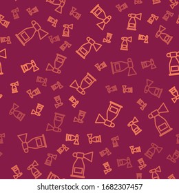 Brown line Air horn icon isolated seamless pattern on red background. Sport fans or citizens against government and corruption.  Vector Illustration