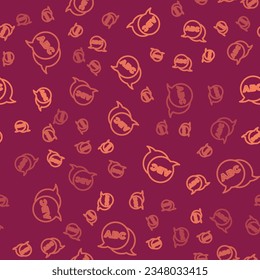 Brown line Alphabet icon isolated seamless pattern on red background.  Vector