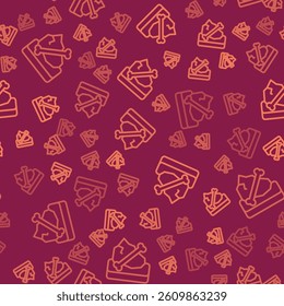 Brown line Archeology icon isolated seamless pattern on red background.  Vector