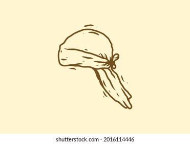 Dibujo de arte de línea marrón de diseño durag