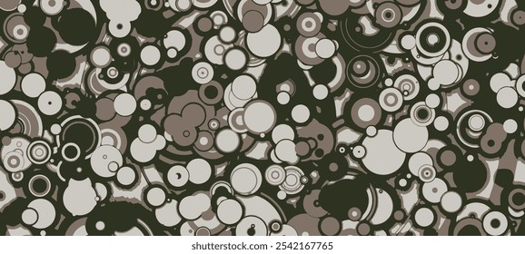 Brown Line art optical art. Psychedelic background. Monochrome background. Optical illusion style. Black dark background. Modern pattern. Abstract graphic texture. Graphic ornament