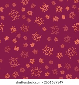 Ícone de inseto do Besouro da Linha Marrom isolou o padrão perfeito no fundo vermelho.  Vetor