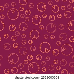 Brown line Bowling ball icon isolated seamless pattern on red background. Sport equipment.  Vector