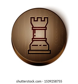 Brown line Business strategy icon isolated on white background. Chess symbol. Game, management, finance. Wooden circle button. Vector Illustration