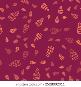 Brown line Camping gas stove icon isolated seamless pattern on red background. Portable gas burner. Hiking, camping equipment.  Vector