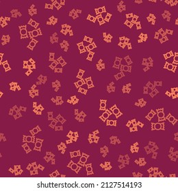 Brown line Candy icon isolated seamless pattern on red background.  Vector Illustration