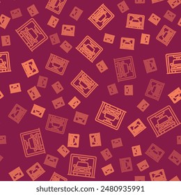 Brown line Car wash icon isolated seamless pattern on red background. Carwash service and water cloud icon.  Vector