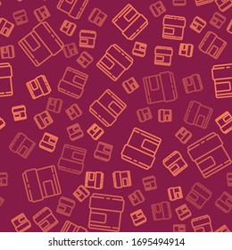 Brown line Cream or lotion cosmetic tube icon isolated seamless pattern on red background. Body care products for men.  Vector Illustration