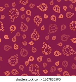 Brown line Create account screen icon isolated seamless pattern on red background.  Vector Illustration