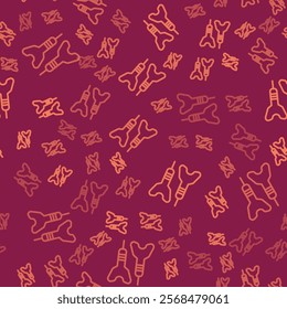 Brown line Dart arrow icon isolated seamless pattern on red background.  Vector