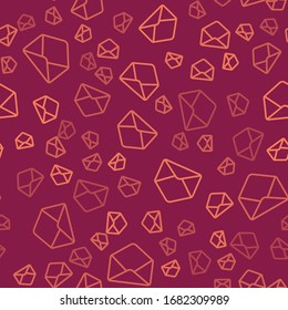 Brown line Envelope icon isolated seamless pattern on red background. Email message letter symbol.  Vector Illustration