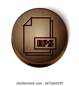 Brown line EPS file document. Download eps button icon isolated on white background. EPS file symbol. Wooden circle button. Vector Illustration
