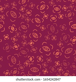 Braune Linie Auge Scan Symbol einzeln auf rotem Hintergrund. Scannen des Auges. Sicherheitsüberprüfungssymbol. Cyber-Augenzeichen. Vektorillustration-Illustration
