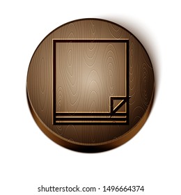 Brown line File document icon isolated on white background. Checklist icon. Business concept. Wooden circle button. Vector Illustration