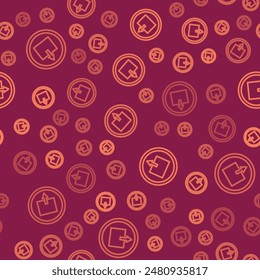 Brown line Fire exit icon isolated seamless pattern on red background. Fire emergency icon.  Vector Illustration