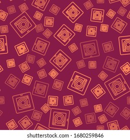 Brown line Fire hose cabinet icon isolated seamless pattern on red background.  Vector Illustration
