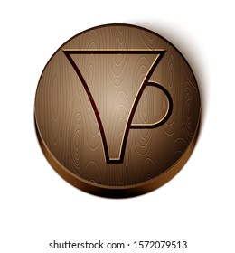 Brown line Funnel or filter icon isolated on white background. Wooden circle button. Vector Illustration