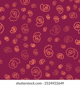 Línea marrón Icono de barras de oro aislado sin patrón sobre fondo rojo. Concepto de negocio bancario.  Vector