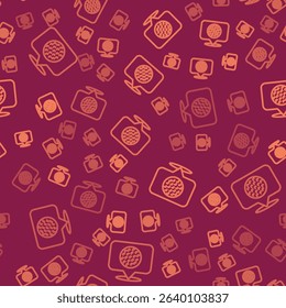 Brown line Golf label icon isolated seamless pattern on red background.  Vector