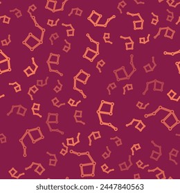 Brown line Great Bear constellation icon isolated seamless pattern on red background.  Vector