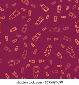 Brown line Hand mirror icon isolated seamless pattern on red background.  Vector Illustration