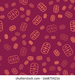 Brown line Ice hockey rink icon isolated seamless pattern on red background. Hockey arena.  Vector Illustration