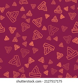 Brown line Iceberg icon isolated seamless pattern on red background.  Vector