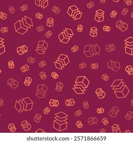 Brown line Layers icon isolated seamless pattern on red background.  Vector