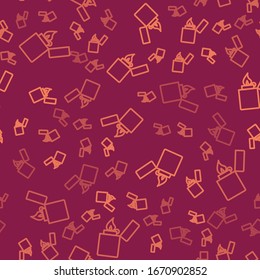 Icono de luz de línea marrón aislado patrón transparente en fondo rojo. Ilustración vectorial