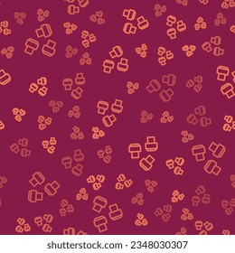 Icono de adjunto de la pluma Marker de línea marrón aislado patrón transparente en fondo rojo.  Vector