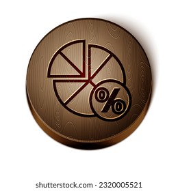 Brown line Math system of equation solution on speech bubble icon isolated on white background. Wooden circle button. Vector Illustration