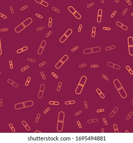 Brown line Nail file icon isolated seamless pattern on red background. Manicure tool.  Vector Illustration