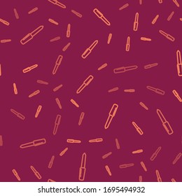 Brown line Nail file icon isolated seamless pattern on red background. Manicure tool.  Vector Illustration