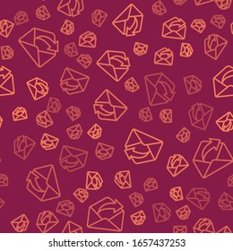 Brown line Outgoing mail icon isolated seamless pattern on red background. Envelope symbol. Outgoing message sign. Mail navigation button.  Vector Illustration
