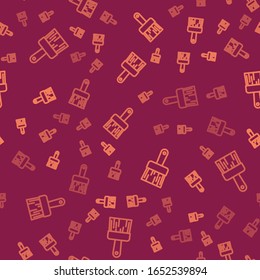 Braune Linie Pinselpinsel Symbol einzeln auf rotem Hintergrund. Vektorillustration-Illustration