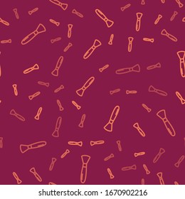 Braune Linie Pinselpinsel Symbol einzeln auf rotem Hintergrund. Vektorillustration-Illustration