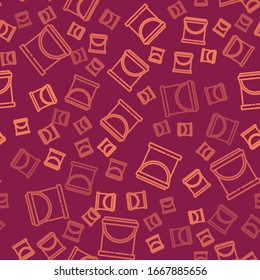 Brown line Paint bucket icon isolated seamless pattern on red background.  Vector Illustration