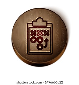 Brown line Planning strategy concept icon isolated on white background. Soccer or american football cup formation and tactic. Wooden circle button. Vector Illustration
