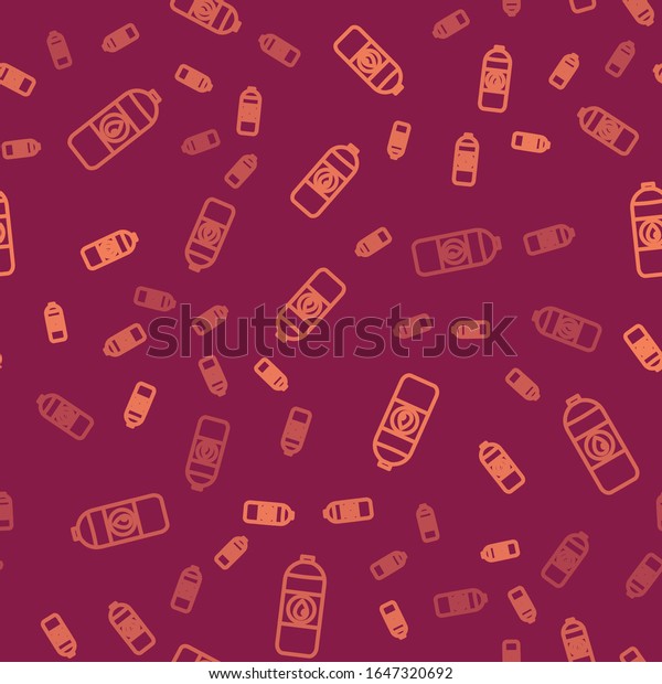 Brown line Plastic canister
for motor machine oil icon isolated seamless pattern on red
background. Oil gallon. Oil change service and repair.  Vector
Illustration