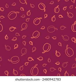 Línea marrón Icono de fruta ciruela aislado Fondo de línea marrón.  Vector