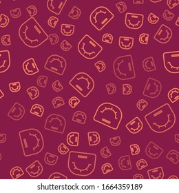 Brown line Poker table icon isolated seamless pattern on red background.  Vector Illustration