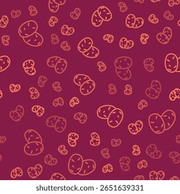 Brown line Potato icon isolated Brown line background.  Vector