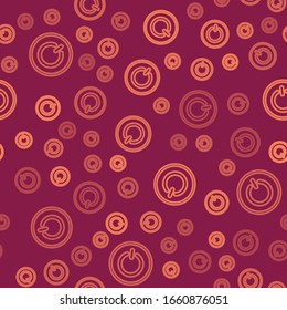 Brown line Power button icon isolated seamless pattern on red background. Start sign.  Vector Illustration