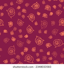 Brown line Pumpkin icon isolated seamless pattern on red background. Happy Halloween party.  Vector